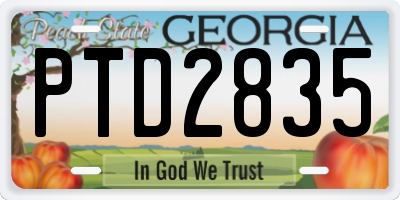GA license plate PTD2835