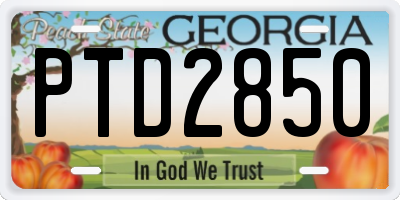 GA license plate PTD2850