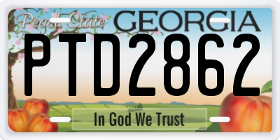 GA license plate PTD2862
