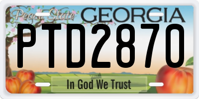 GA license plate PTD2870
