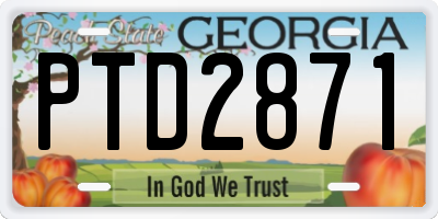 GA license plate PTD2871