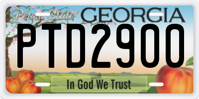 GA license plate PTD2900