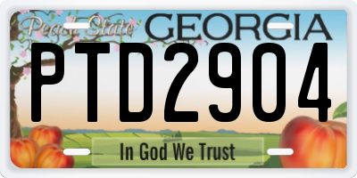 GA license plate PTD2904
