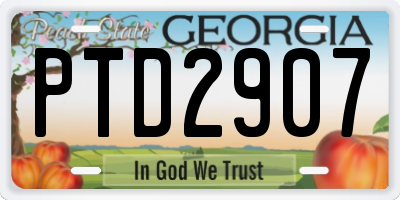 GA license plate PTD2907