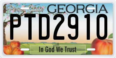 GA license plate PTD2910