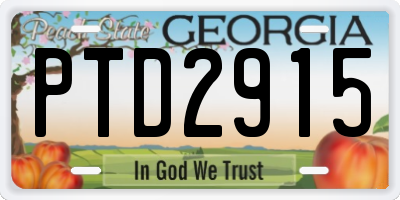 GA license plate PTD2915