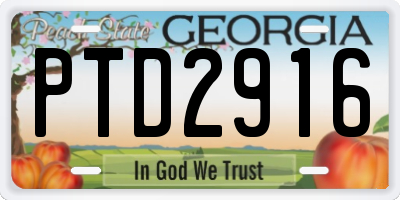 GA license plate PTD2916