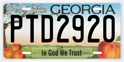 GA license plate PTD2920