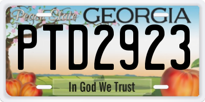 GA license plate PTD2923