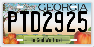 GA license plate PTD2925