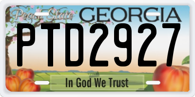 GA license plate PTD2927