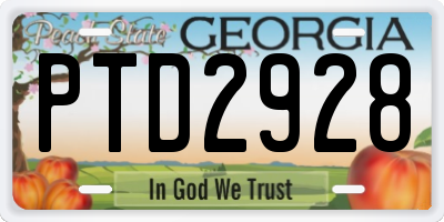 GA license plate PTD2928