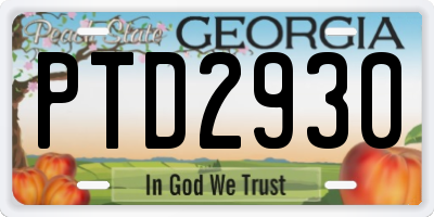 GA license plate PTD2930