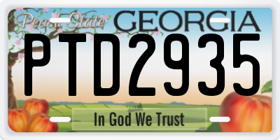 GA license plate PTD2935