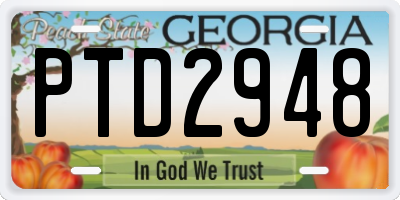 GA license plate PTD2948