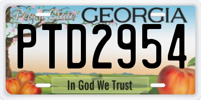 GA license plate PTD2954