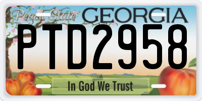 GA license plate PTD2958