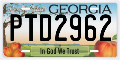 GA license plate PTD2962