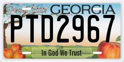 GA license plate PTD2967