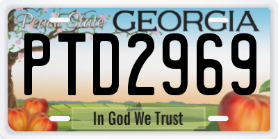 GA license plate PTD2969