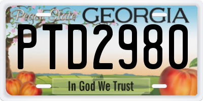 GA license plate PTD2980