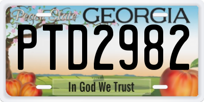GA license plate PTD2982