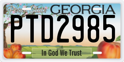GA license plate PTD2985