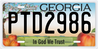 GA license plate PTD2986
