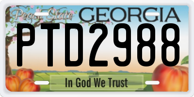 GA license plate PTD2988