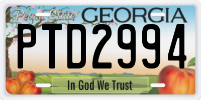 GA license plate PTD2994