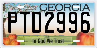GA license plate PTD2996