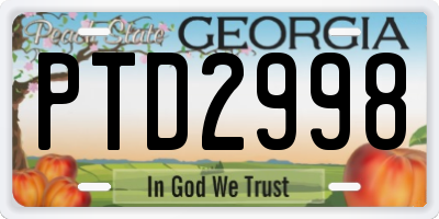 GA license plate PTD2998