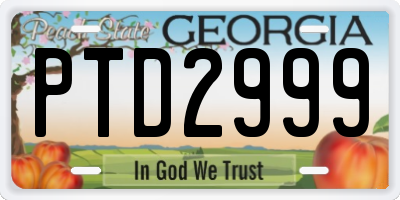 GA license plate PTD2999