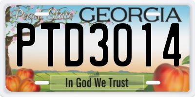 GA license plate PTD3014