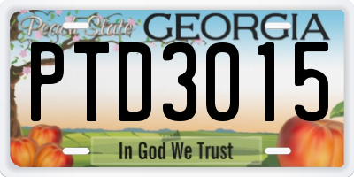 GA license plate PTD3015