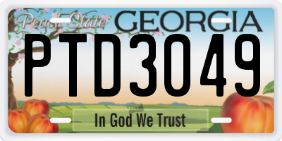 GA license plate PTD3049