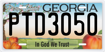 GA license plate PTD3050