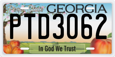 GA license plate PTD3062