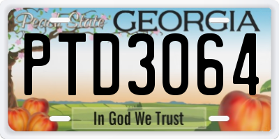 GA license plate PTD3064