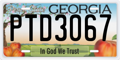 GA license plate PTD3067
