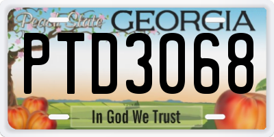 GA license plate PTD3068