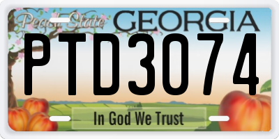 GA license plate PTD3074