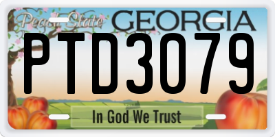 GA license plate PTD3079