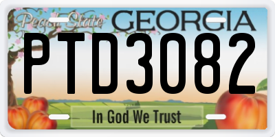 GA license plate PTD3082