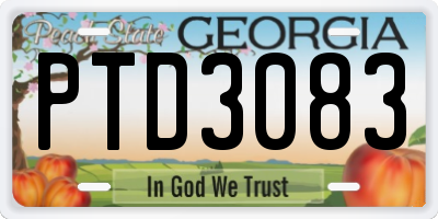 GA license plate PTD3083
