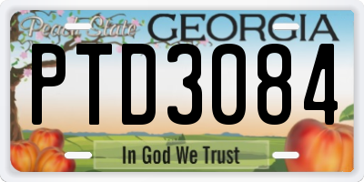 GA license plate PTD3084