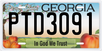GA license plate PTD3091