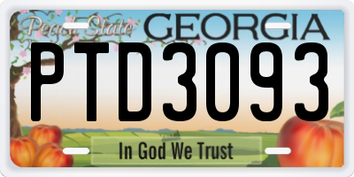 GA license plate PTD3093