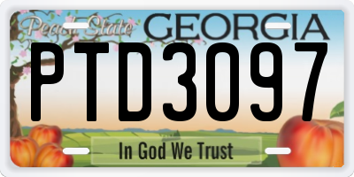 GA license plate PTD3097
