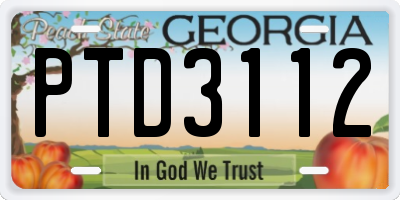 GA license plate PTD3112